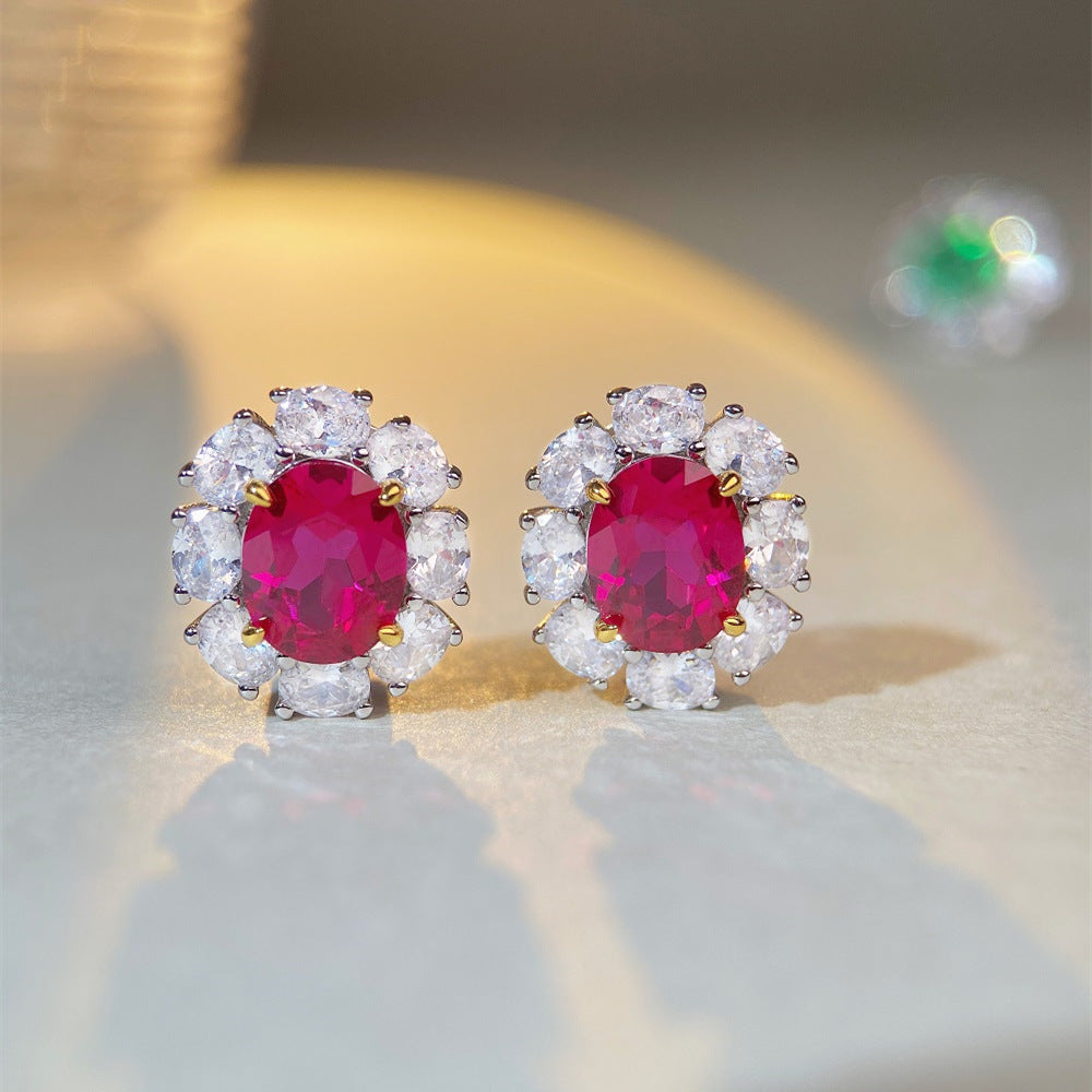 Women's Sterling Sier For Full Rhinestone Zircon High Carbon Earrings