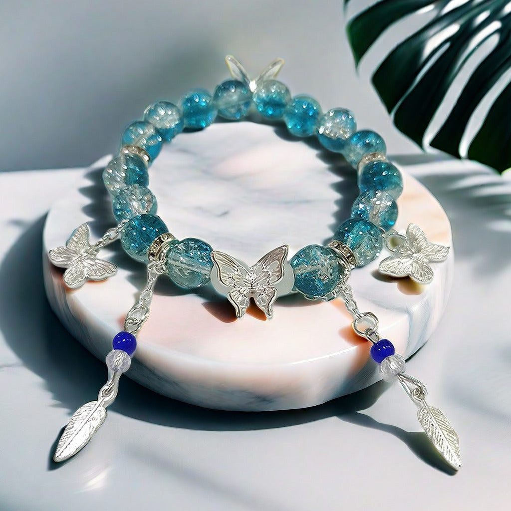 Offer Super Fairy Purple Blue Jade Broken Glass Butterfly Bracelets