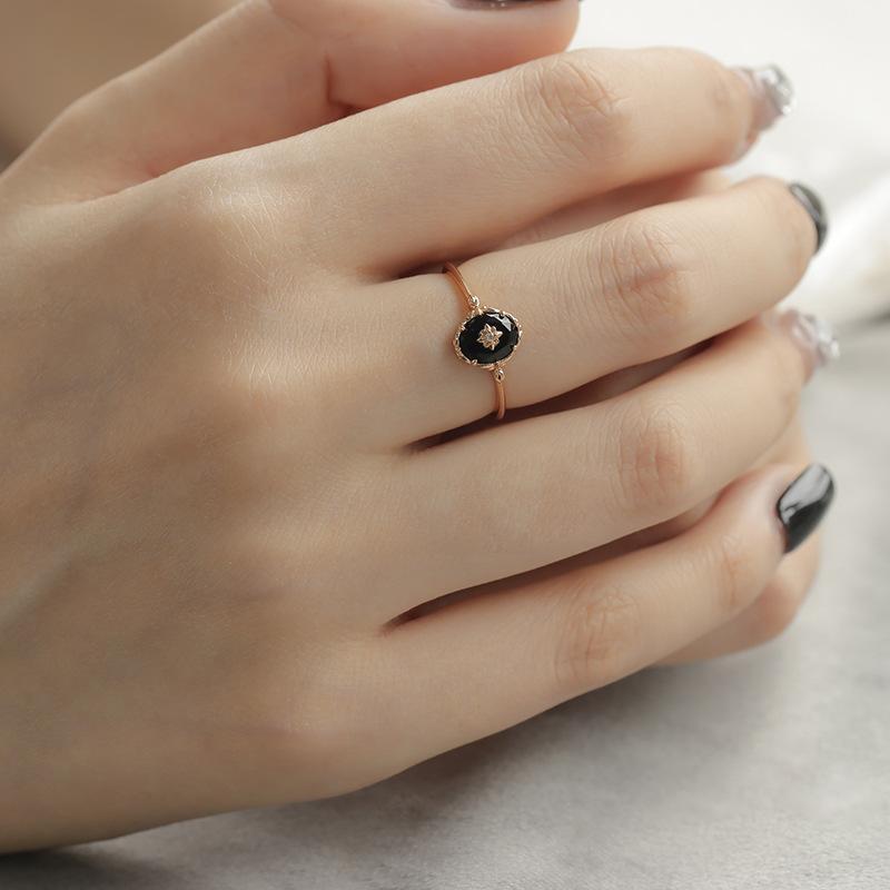 Inlaid Agate Female Mild Luxury Retro Niche Ring