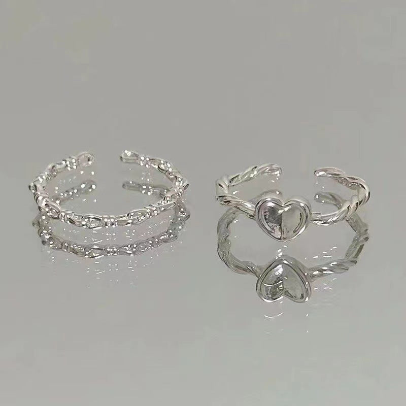 Women's Minimalist Sier Design Niche Sweetheart Twisted Rings