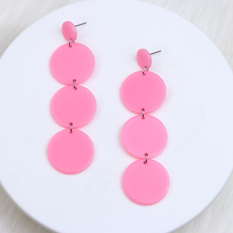 Women's Three-piece Stitching Round Piece Ear Retro Earrings