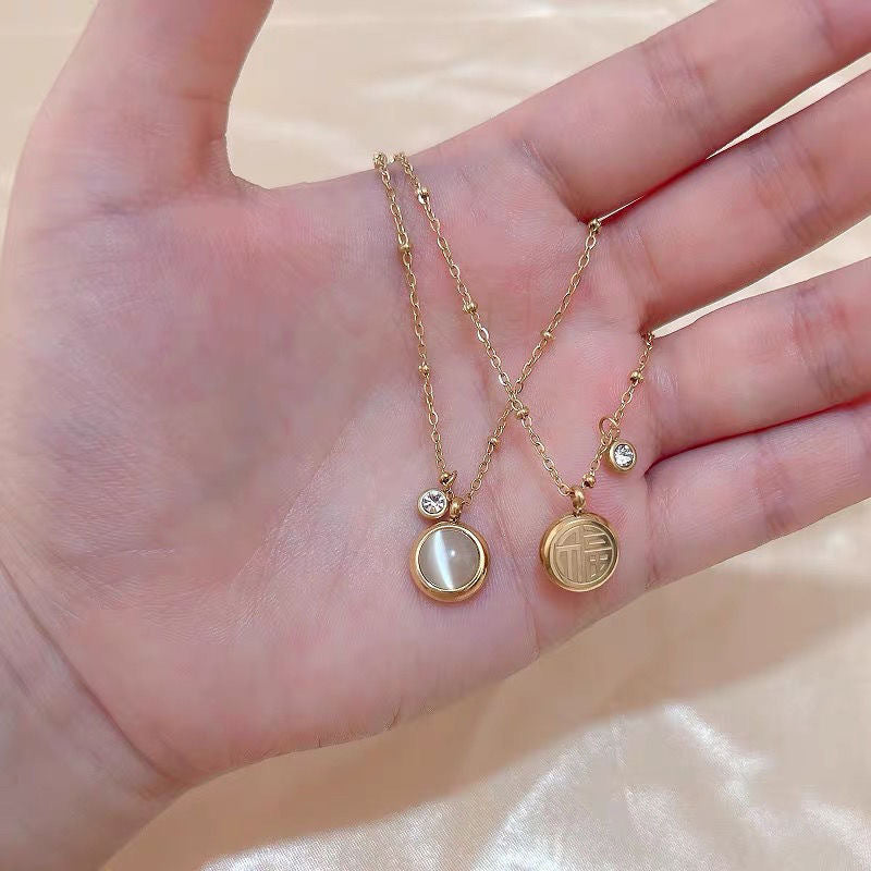Women's Lucky Fashion Personality Affordable Luxury Niche Design Titanium Necklaces