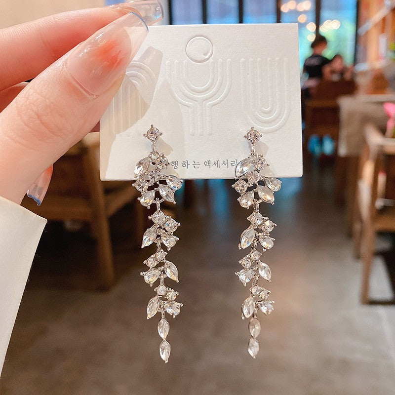 Light Luxury High-grade Sier Pearl Temperament With Perfect Tassel Earrings
