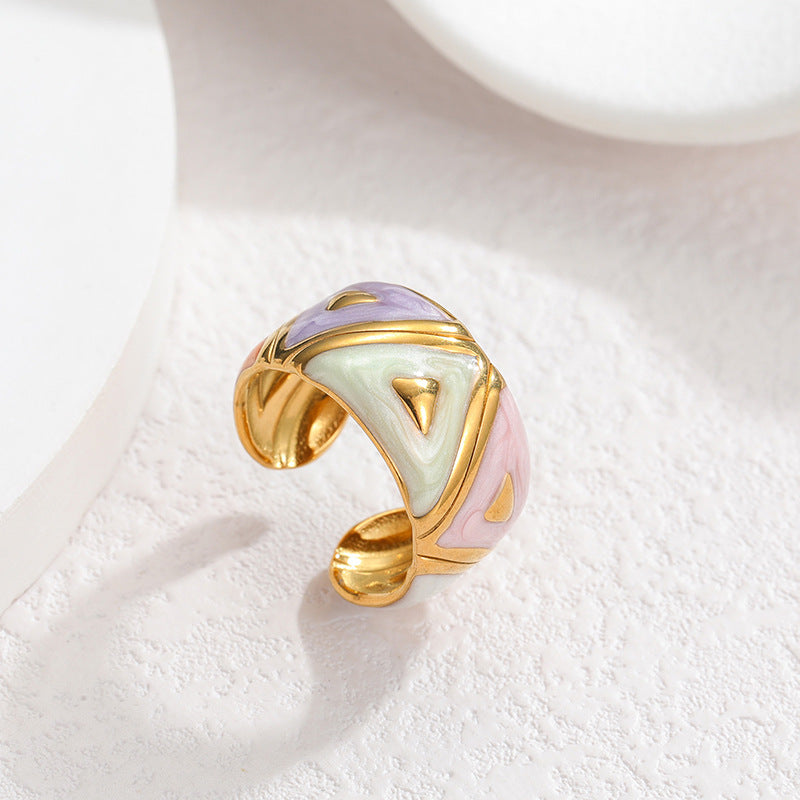 Geometric Irregular Lines Drip Open Fashion Titanium Rings