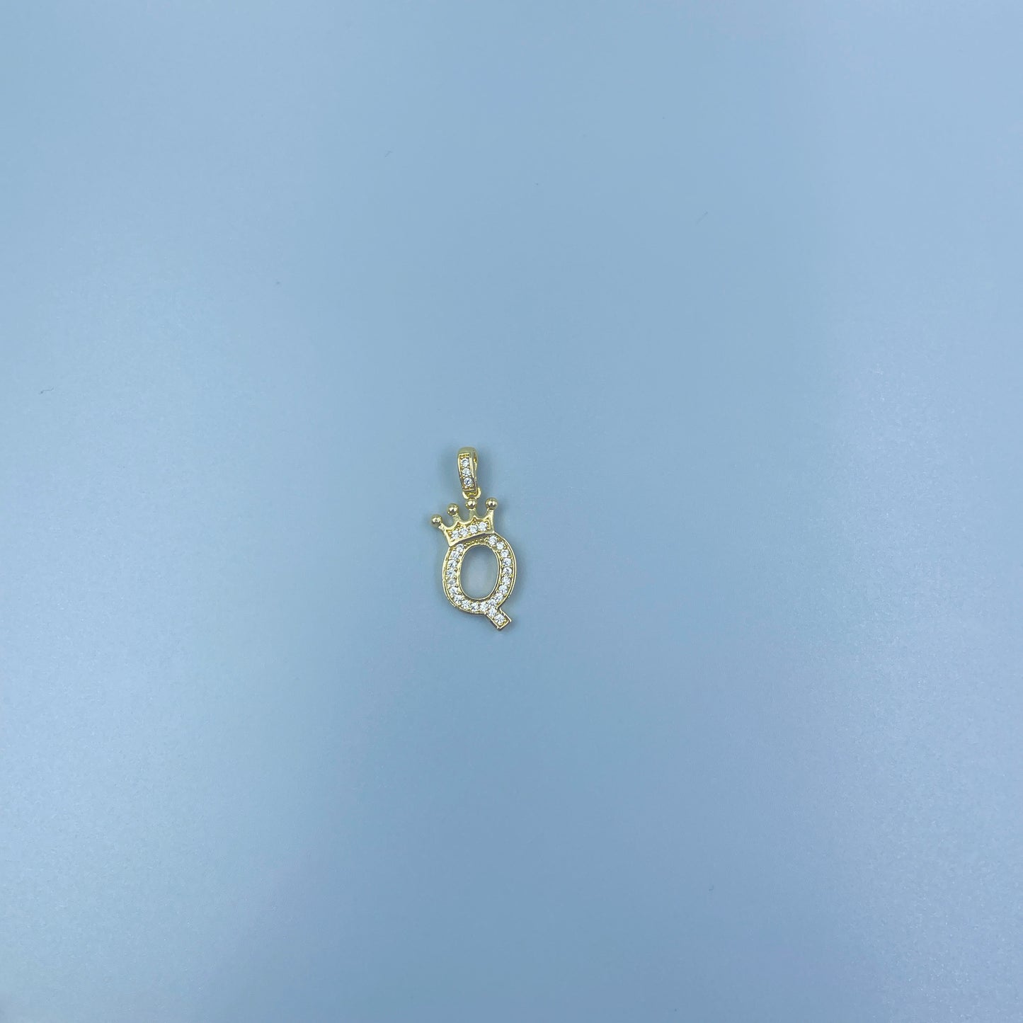 Full Diamond Crown Letters Copper Plated Real Gold Inlaid Zircon Pendant