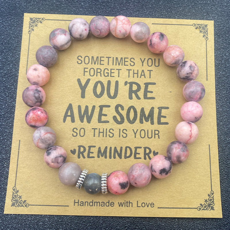 Amethyst Heart Pink Zebra Obsidian Volcanic Bracelets