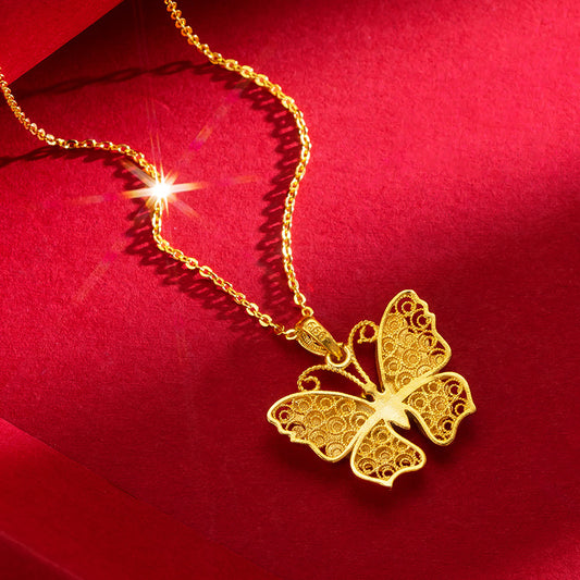 Women's Ancient Gold Butterfly Sand High-grade Clavicle Pendants