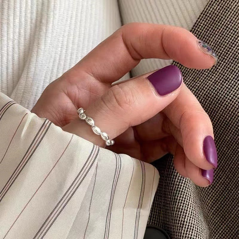 Luxury Simple Black Agate Female Niche Retro Rings