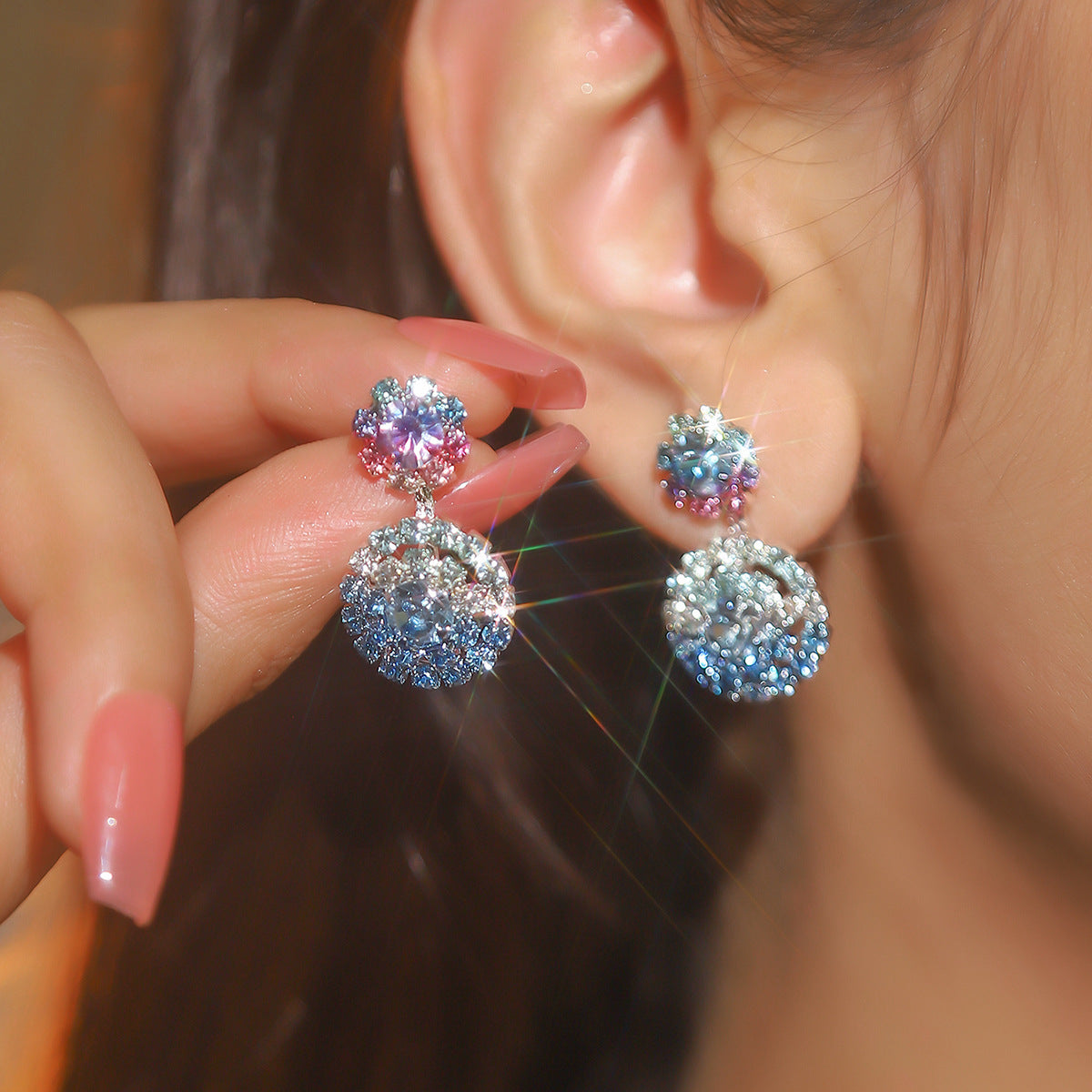 Rhinestone Snowflake Affordable Luxury Style Fashion Earrings