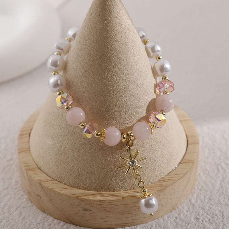 Clothing Glass Floral Beads Fresh Pastoral Tourist Attractions Elastic Bracelets