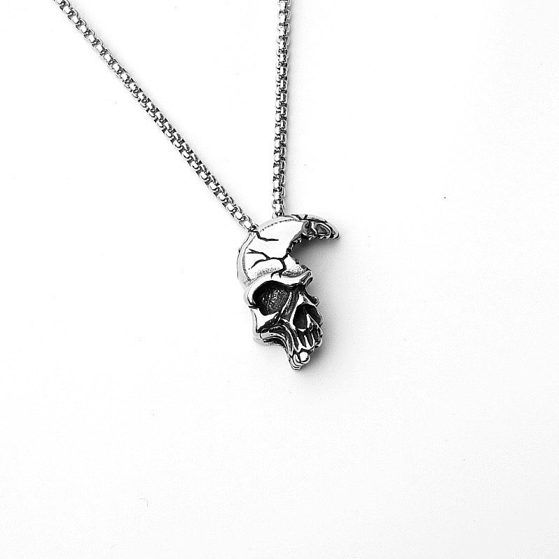 Men's Skull Titanium Steel Personality Half Face Necklaces