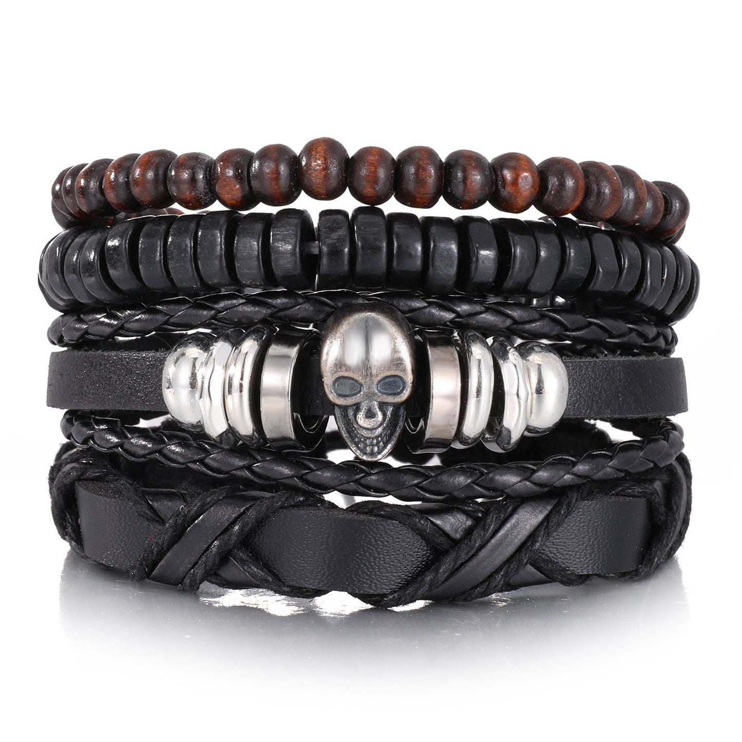 Men's Series Woven Leather Coconut Shell Hemp Bracelets