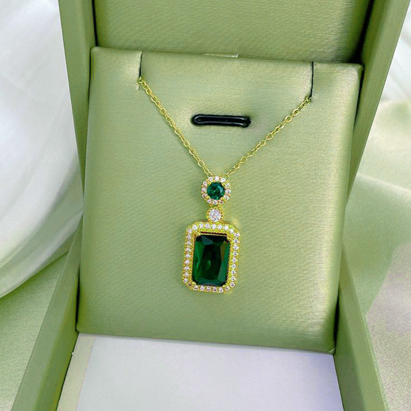 Women's Jewelry Special Interest Light Luxury Emerald Necklaces