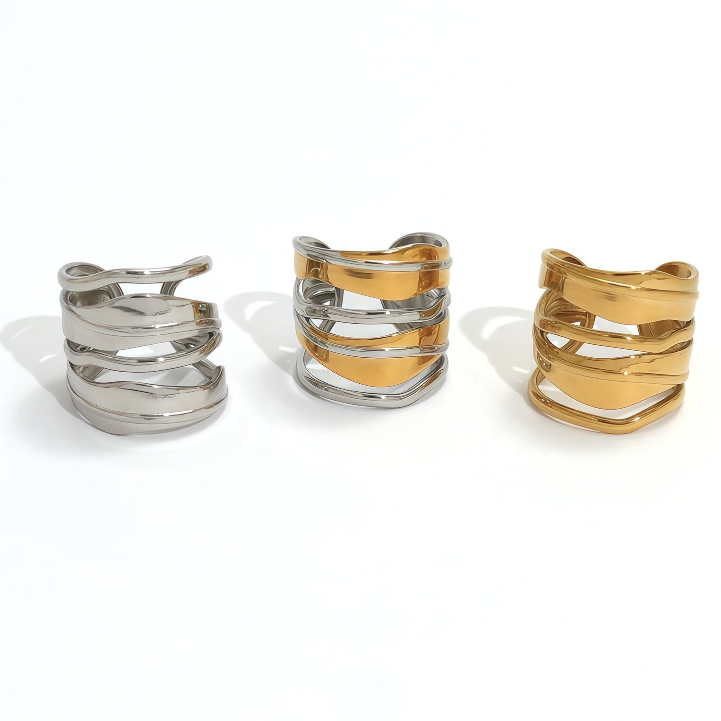 Women's Niche High Sense Packaging Design Geometric Lines Open Ring