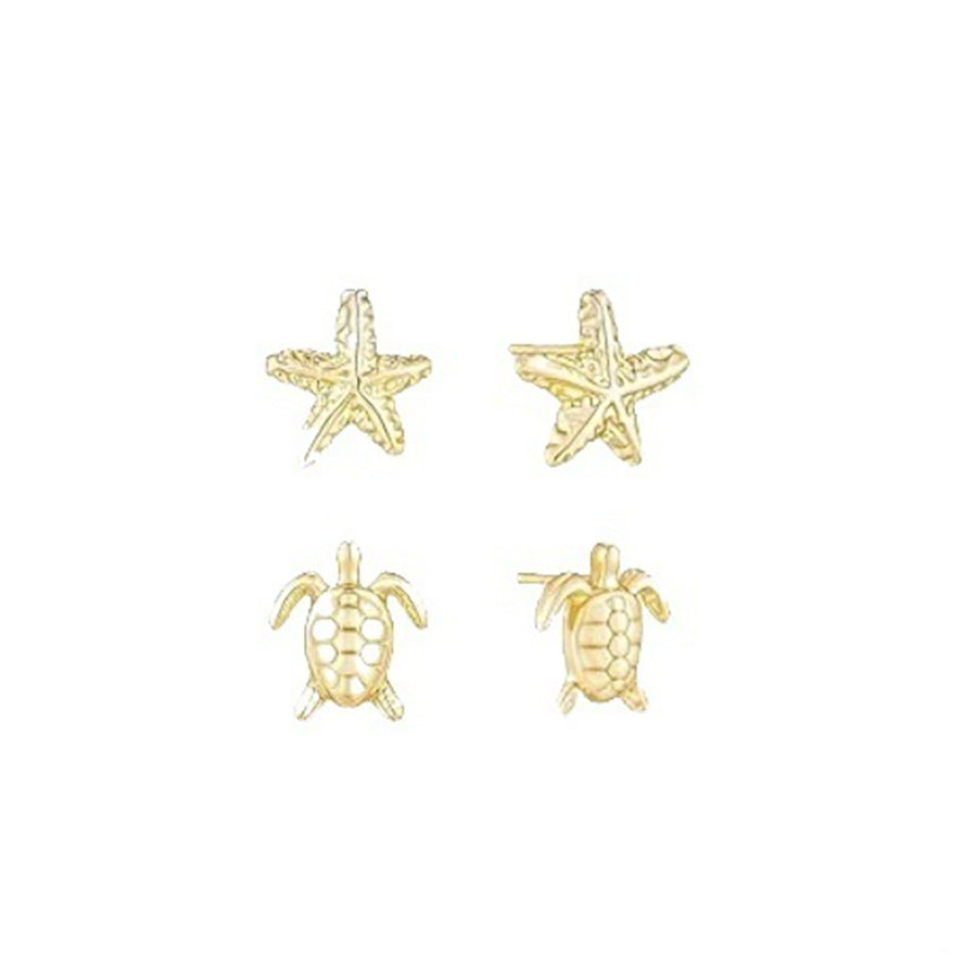 Starfish Shell Turtle Vacation Style Simple Stud Earrings