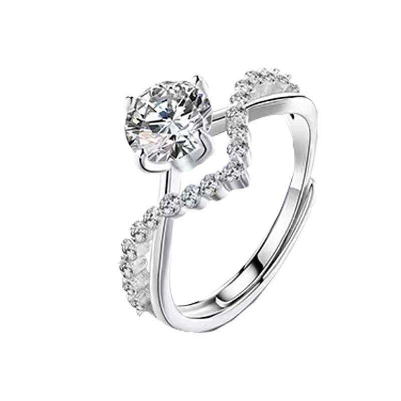 Classic Couple Wedding Diamond Adjustable Mouth Ring