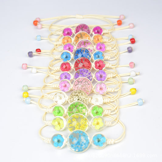 Women's Stone Preserved Fresh Glass Ball Hand-woven Carrying Bracelet