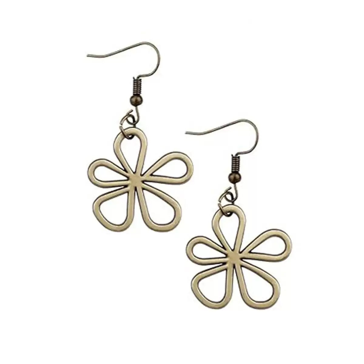 Vintage Ethnic Style Wooden Bead Beaded Flower Bronze Sweater Pendants
