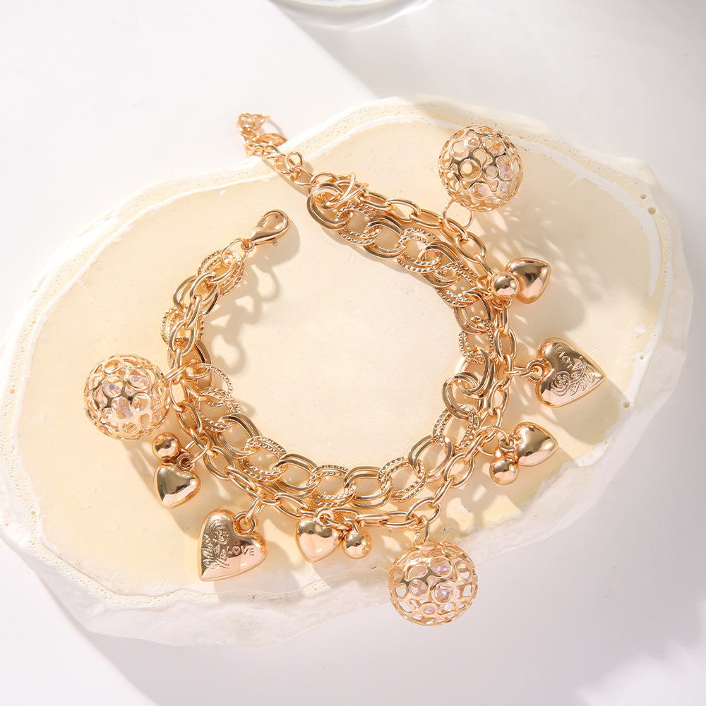 Hollow Ball Love Electroplated Gold Personalized Bracelet