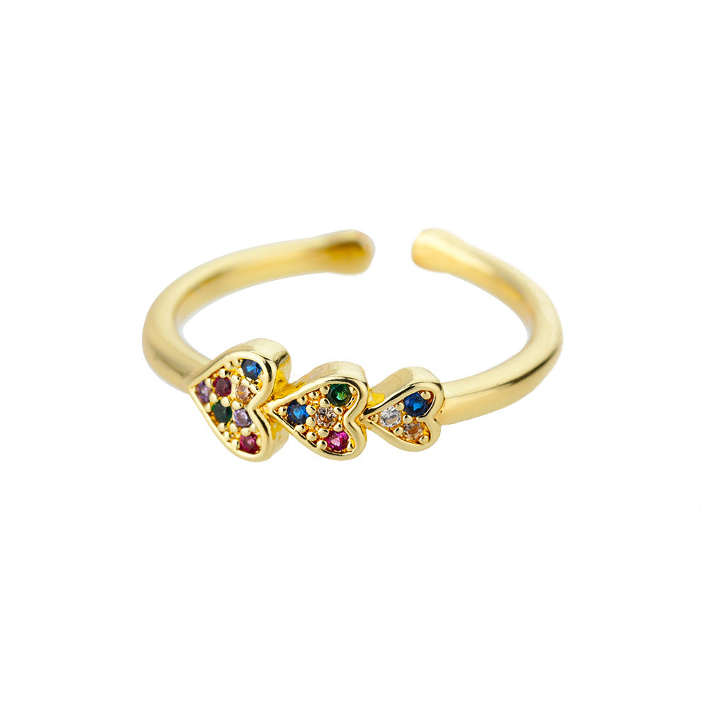 Heart-shaped Simple Gold-plated Female Opening Design Ring