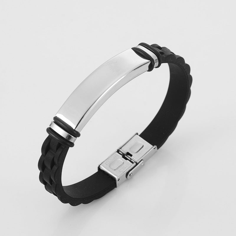 Men's Fashion Hip Hop Trendy Silicone Titanium Bracelets