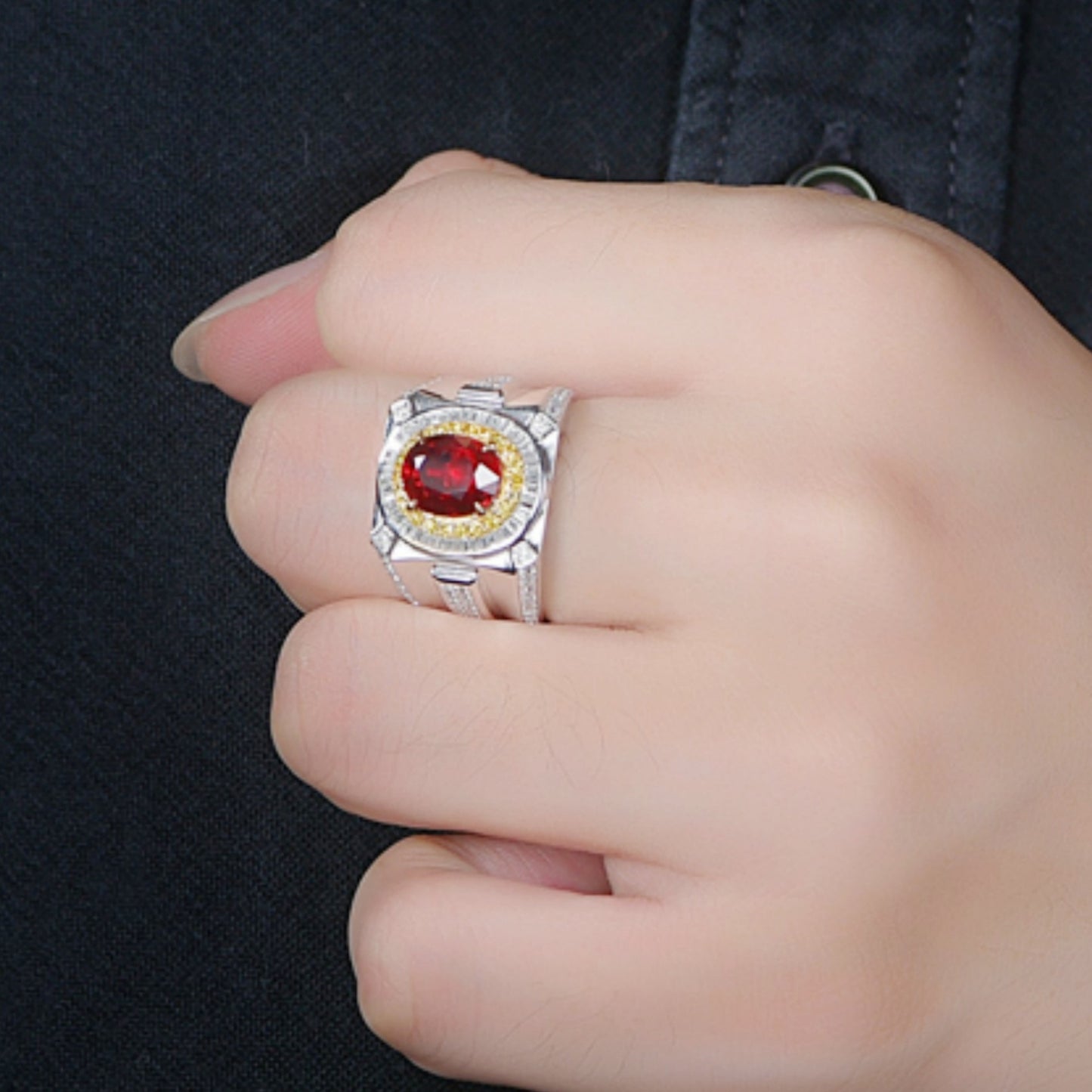 Ruby Gold Plated Two-tone Luxury High-grade Rings