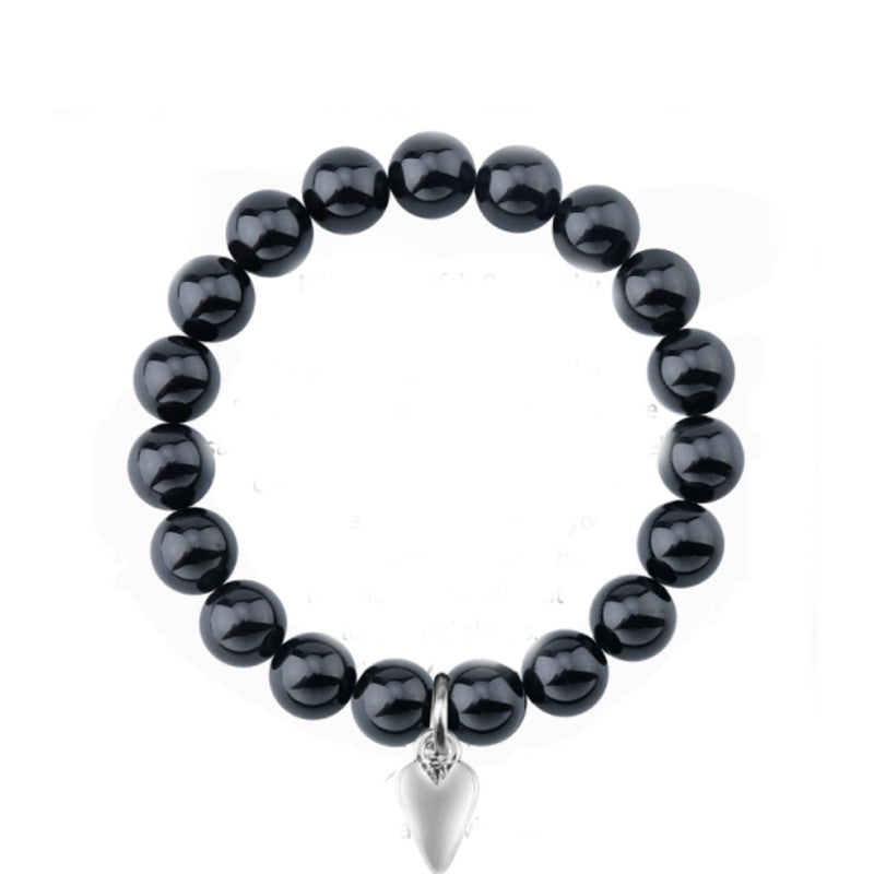 Men's Imitation Obsidian Black Agate Woven Bead Bracelets