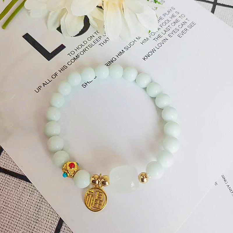 Fu Character Stall Live Gift Imitation White Jade Bracelets