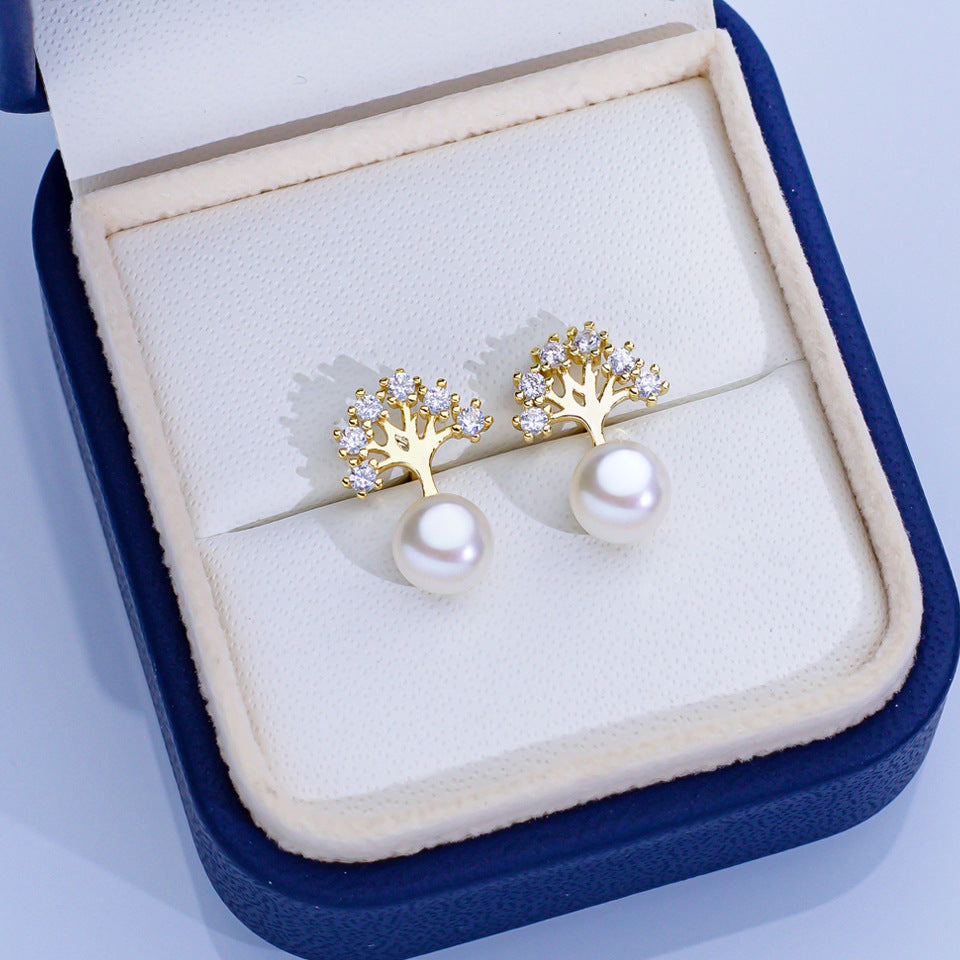 Women's Pearl Ear High-grade Square Simple Temperament Stud Earrings