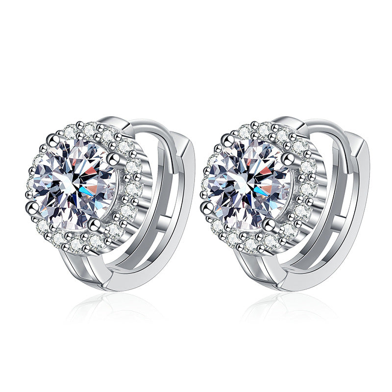 Women's Moissanite Simple Temperament Sunflower Ear Buckle Earrings