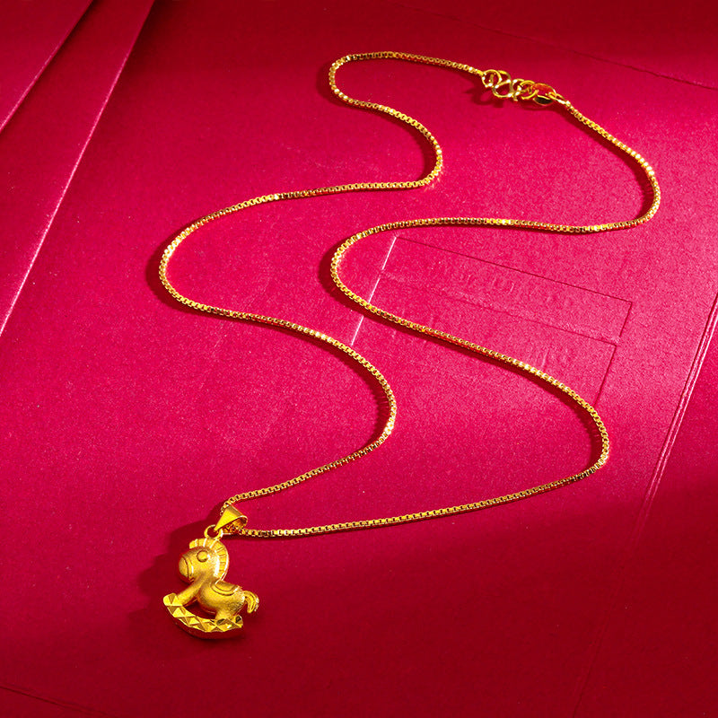 Women's Vietnam Placer Gold Pony Fashion Thin Necklaces