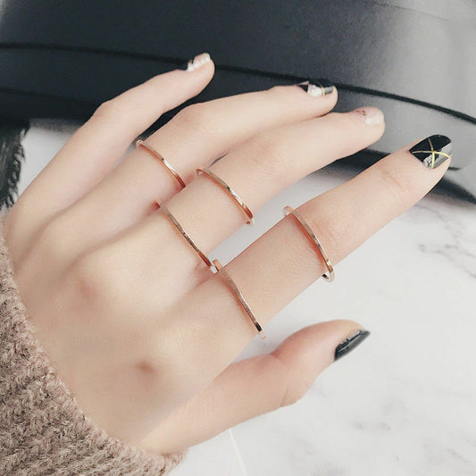 Women's Titanium Steel Simple Glossy Fine Circle Rings