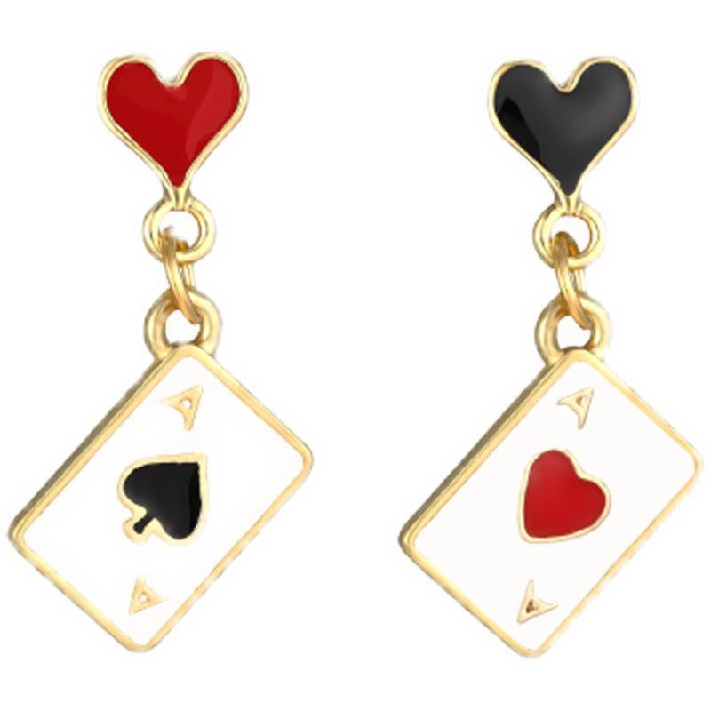 Women's Sweet Loving Heart Playing Cards For Earrings