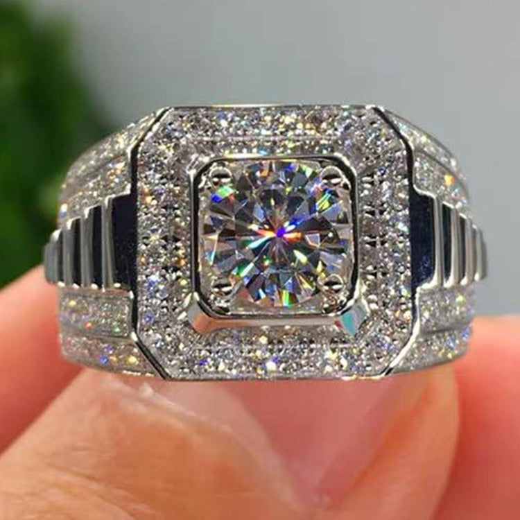 Women's & Men's Round Zircon Full Diamond Fashion Wedding Banquet Rings