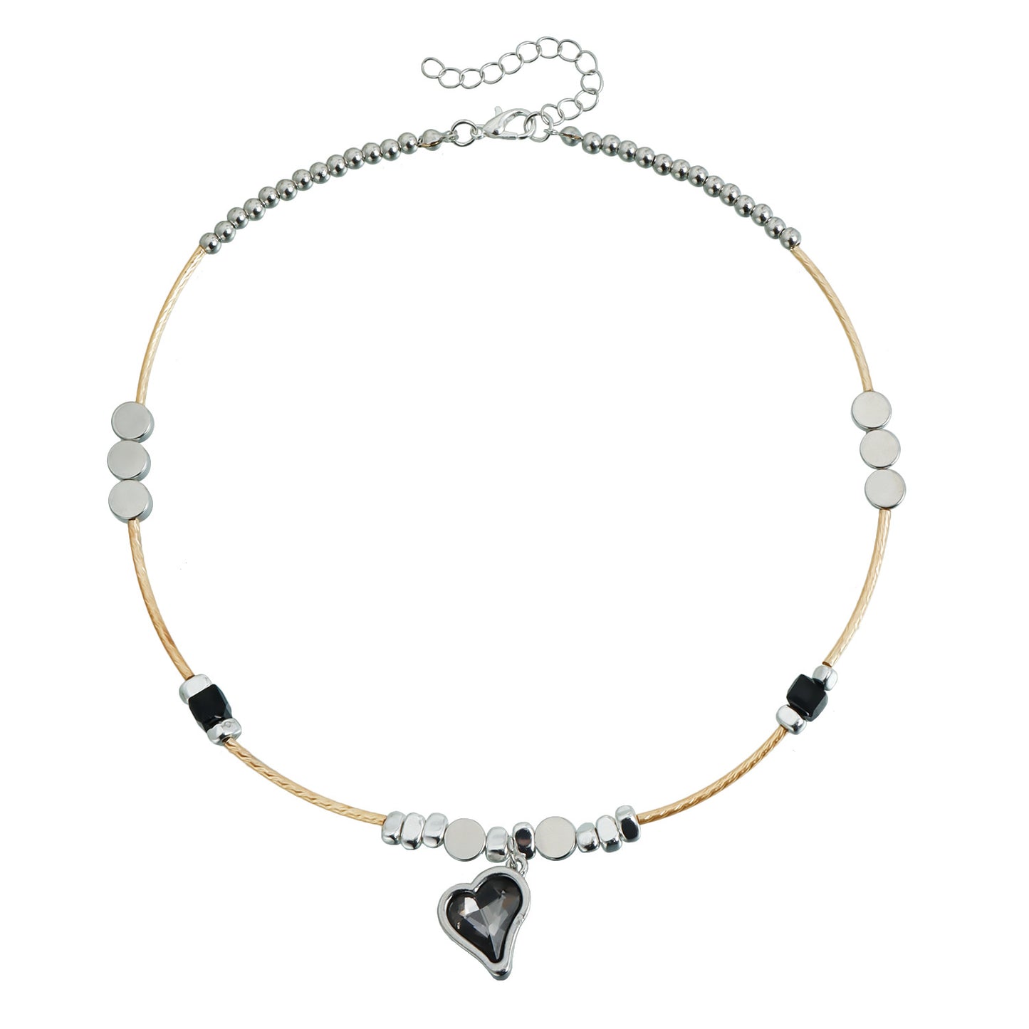 Diamond Heart Female Style Gold Sier Contrast Color Sweet Cool Necklace