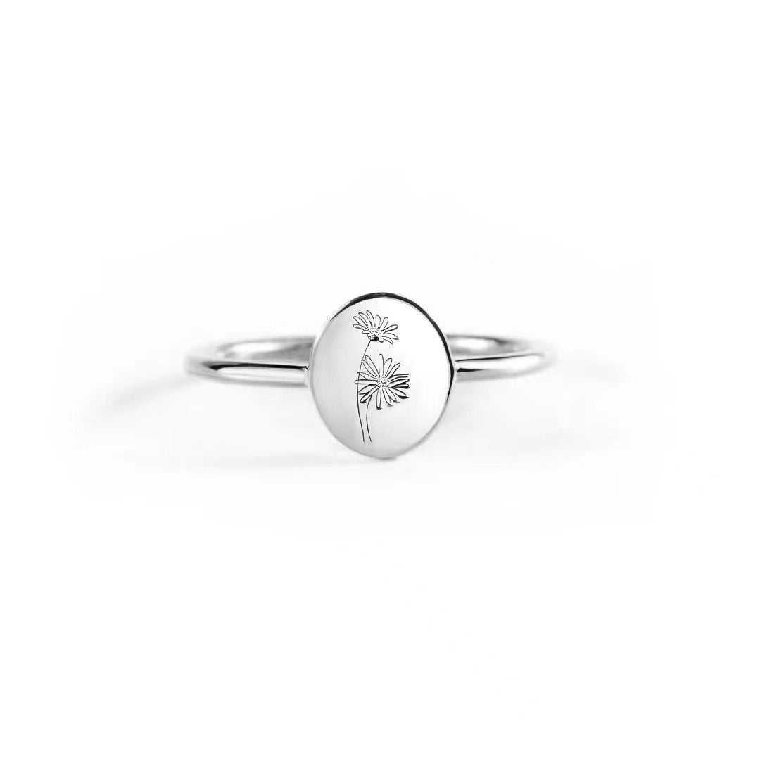 Women's Of Birth Flower Moon Simple Stylish Rings