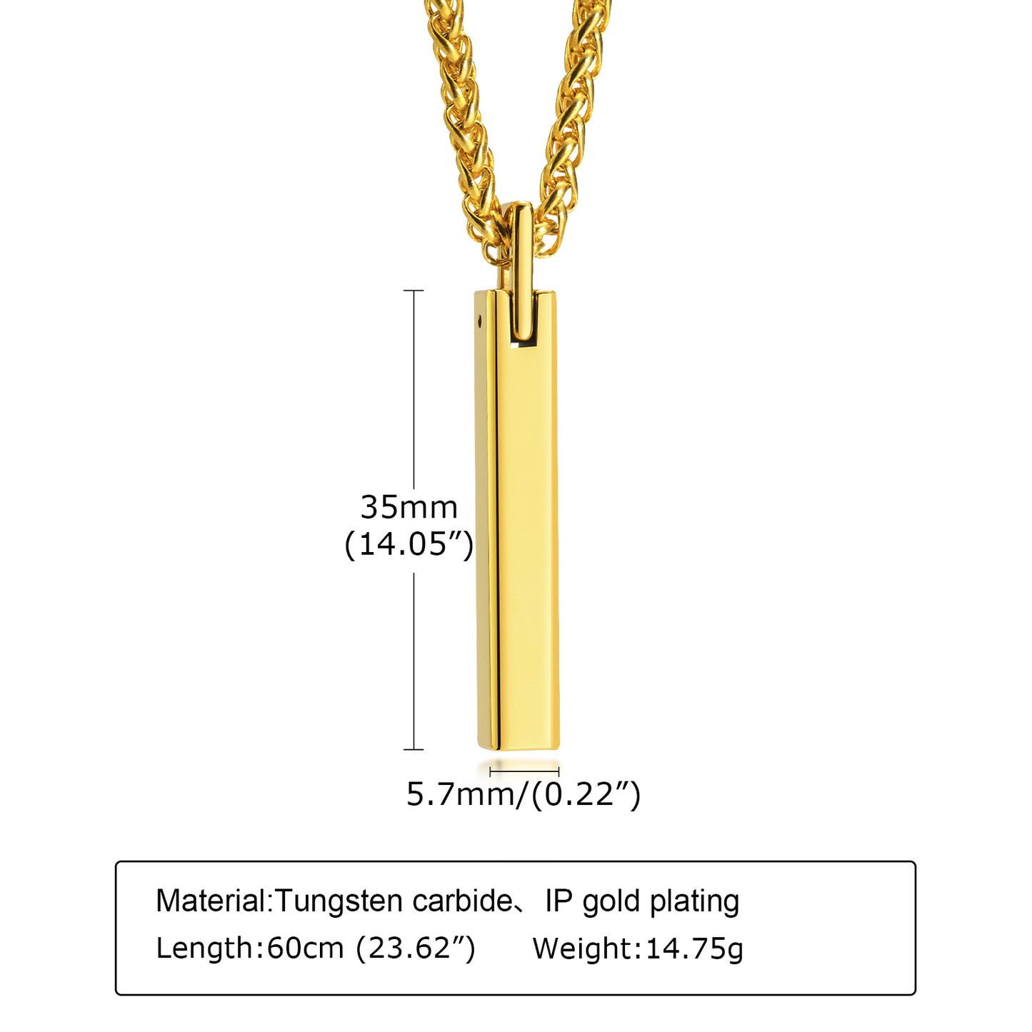 Men's Glossy Tungsten Steel Plain Long Wax Pendants