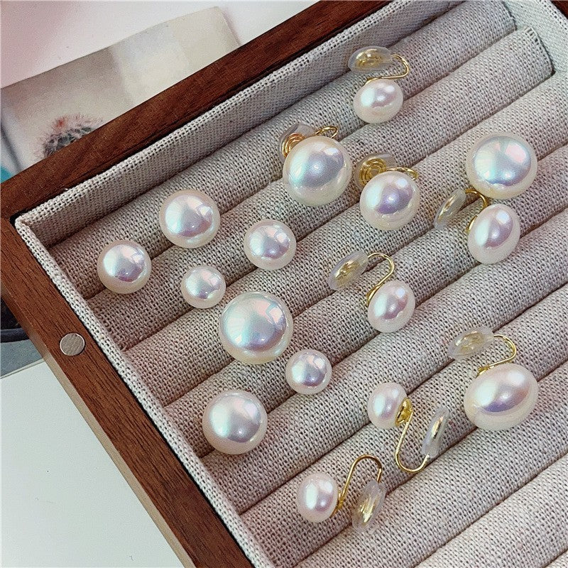 Bread Pearl Sier Needle Temperament Light Earrings