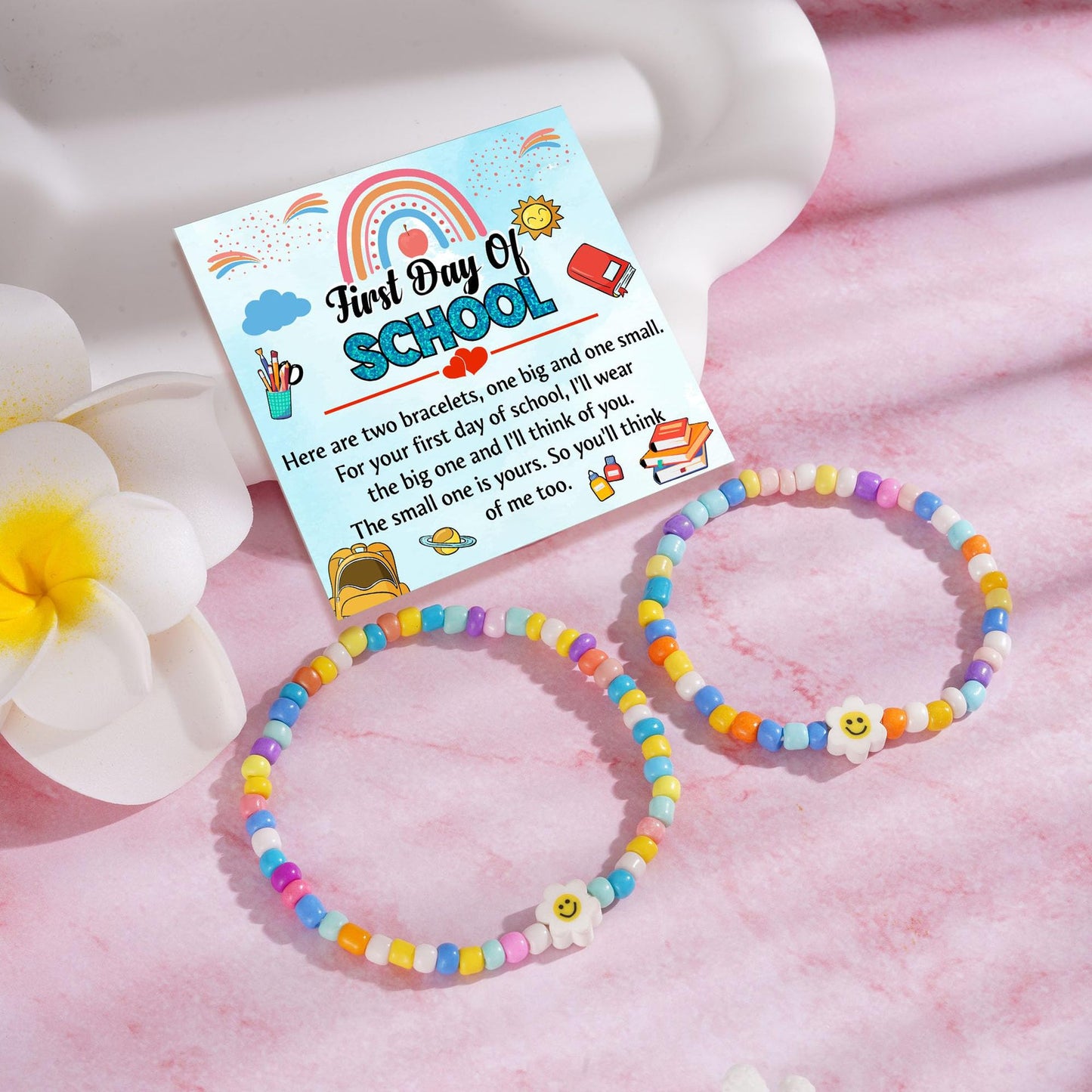 Colorful Bead Mother Daughter Golden Set Love Bracelets