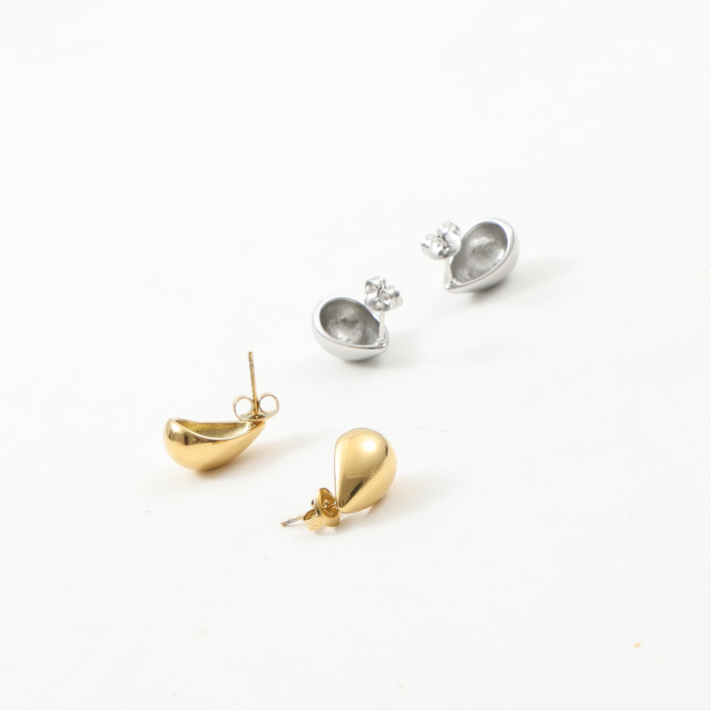 Mini Water Drop Titanium Steel Gold Earrings