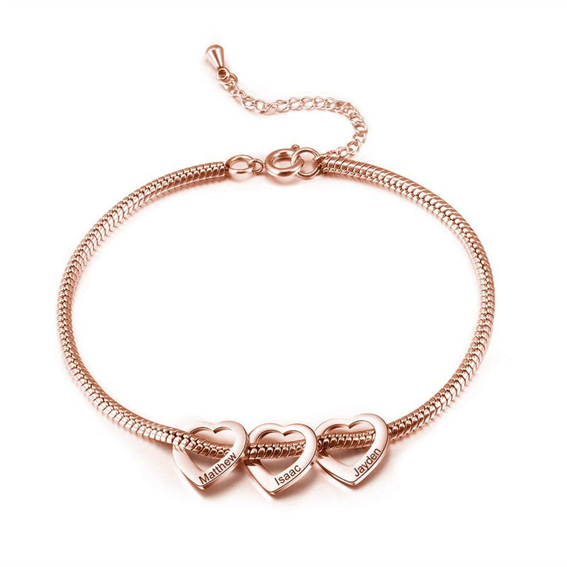 Women's Stainless Steel Heart Shaped Love Name Bracelets