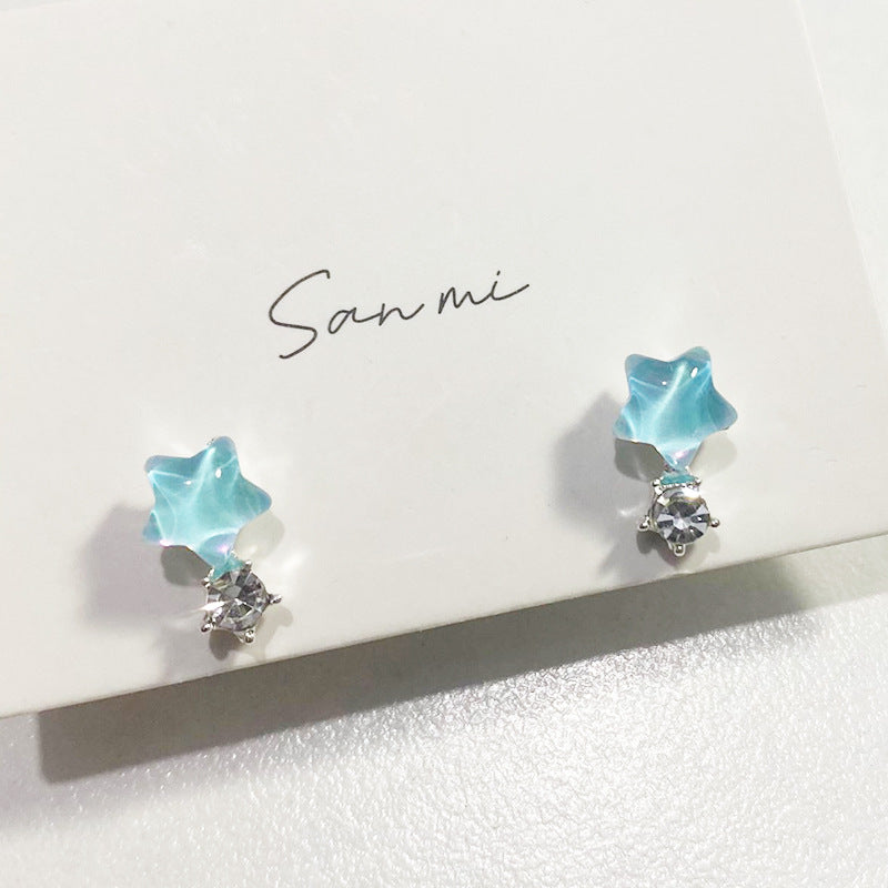 Fresh Plain Sier Plated Bow Female Small Simple Stud Earrings