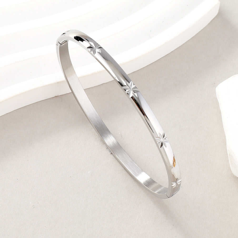 Stainless Steel Snap Joint Golden Batch Flower Octagonal Stars Bracelets