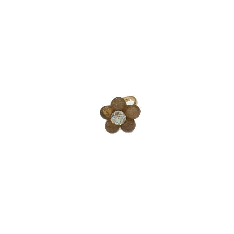 Style Black Square Alloy Love Three-dimensional Flower Ring