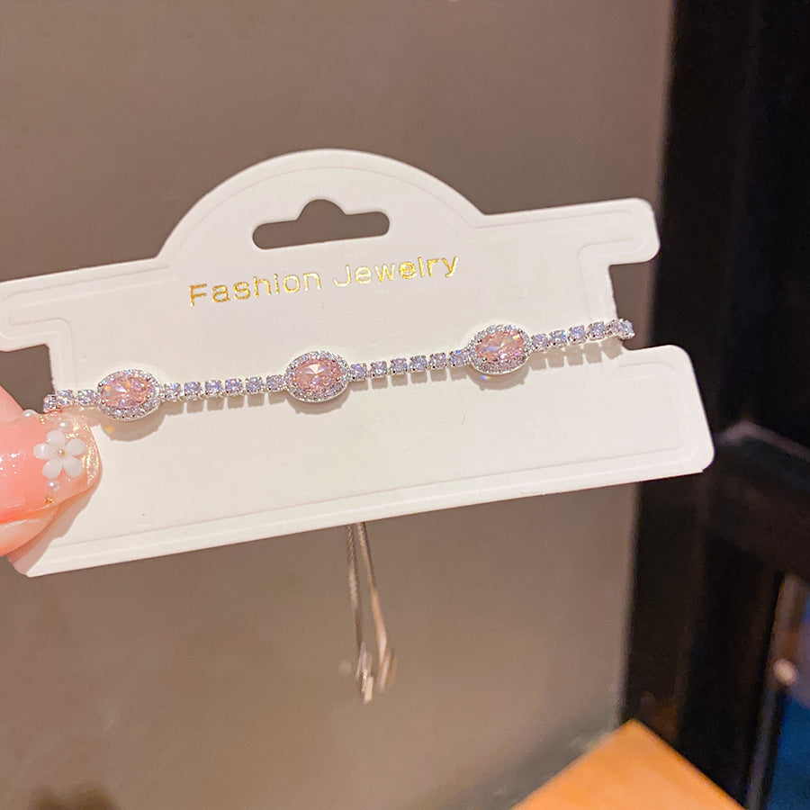 Pink Heart Diamond Flower Light Luxury Minority High Sense Fashion Bracelet