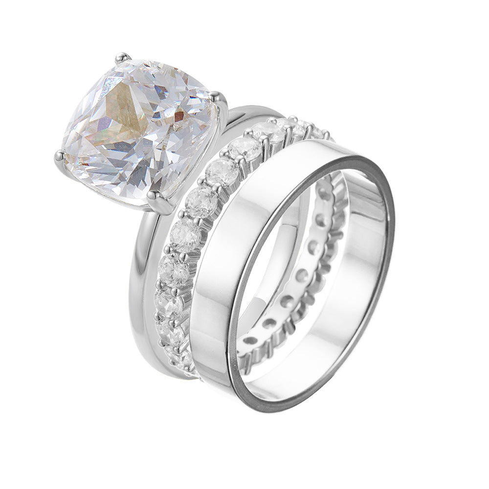 Sterling Sier Temperament Ladies Three-piece Set Rings