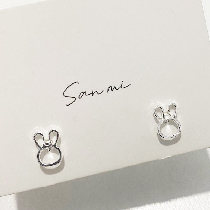 Fresh Plain Sier Plated Bow Female Small Simple Stud Earrings