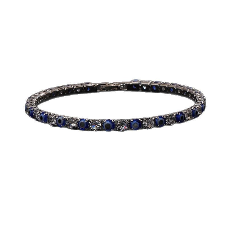 Women's & Men's Wind Devil's Eye Zircon Hip Hop Single Layer Full Bracelets
