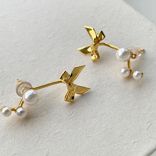 Bow French Style High Sense Niche Earrings