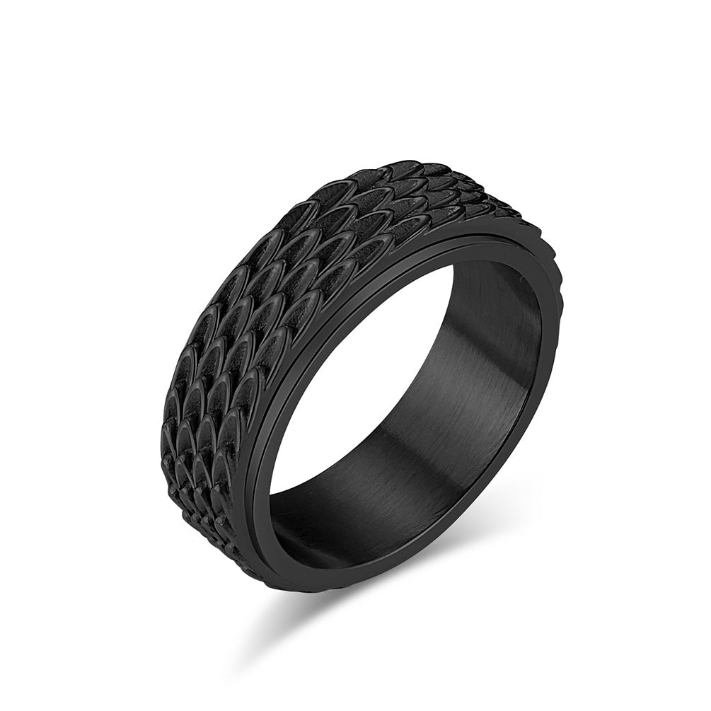 Dragon Pattern Scale Rotatable Titanium Steel Anxiety Relief Rings